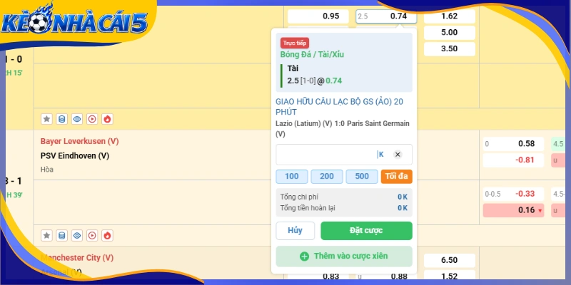 Kèo tài xỉu 2.5 với kết quả thắng thua rõ ràng